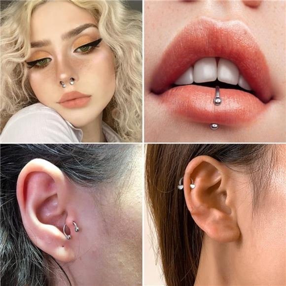 Jstyle 16g Septum Rings for Women Men, Implant Grade G23 Titanium Septum Ring - Picture 6 of 7